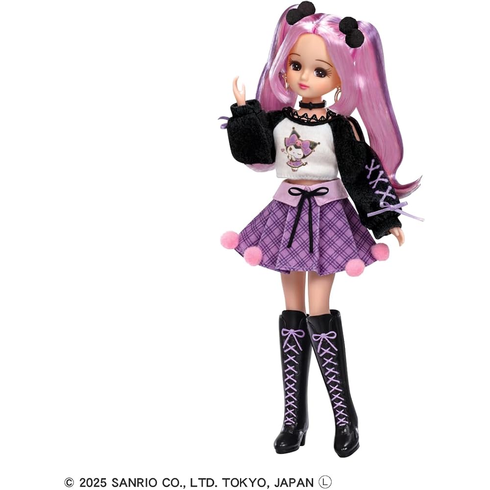 Takara Tomy Licca-chan Doll LD-11 Cool Kuromi Outfit Playset Toy for Ages 3 and Up
