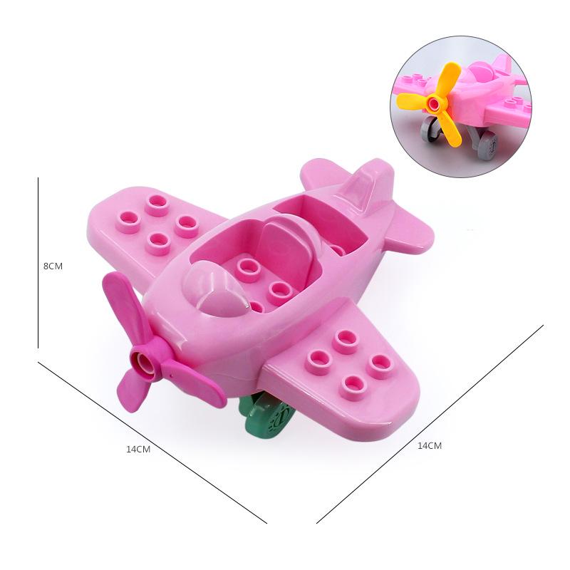 Совместимый стол для конструирования из крупных деталей с аксессуарами в виде мультяшной машины, автобуса, самолета и седана для детей