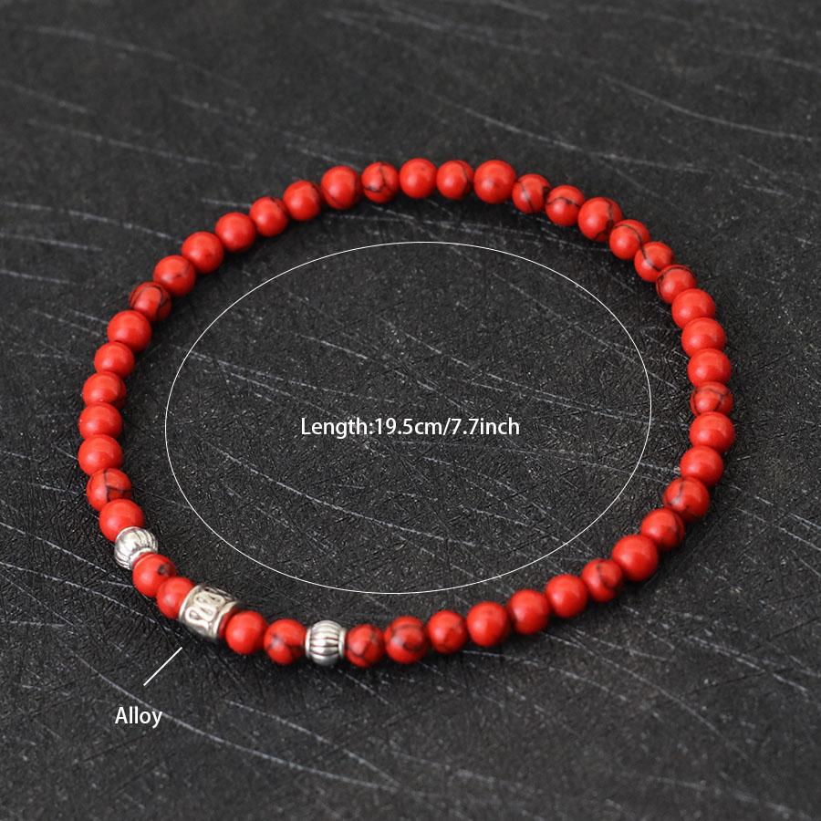 Натуральный красный камень 4 мм, браслет из бусин, мужские и женские модели, простые серебряные украшения, браслет из бисера, тонкий подарок в виде одного круга