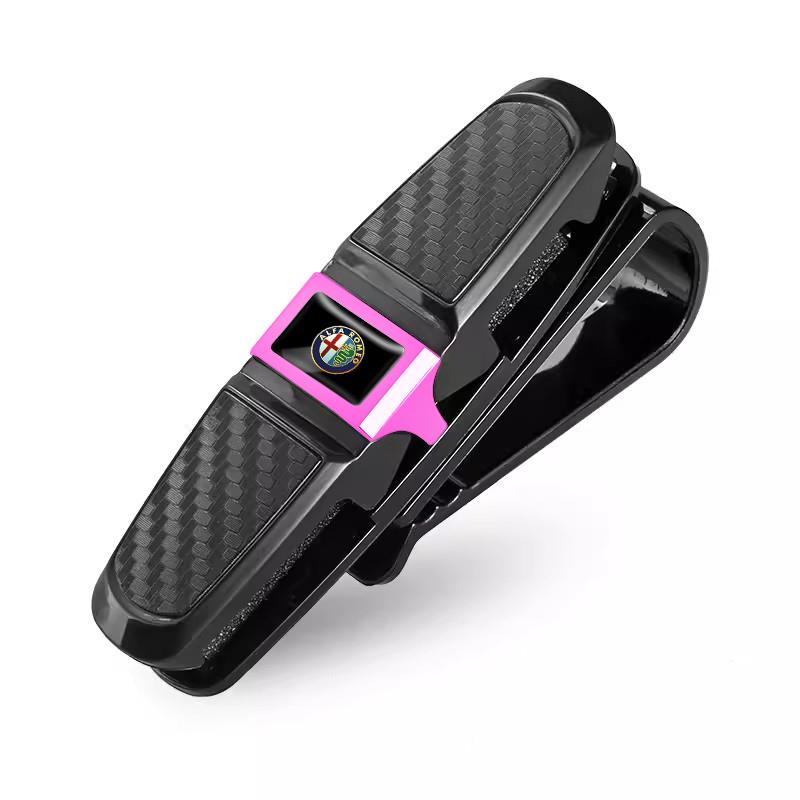 For Alfa Romeo Car Sun Visor Glasses Holder Ticket Card Storage Clip For Alfa Romeo Giulia Stelvio Giulietta 156 159 147 Mito ToLR1