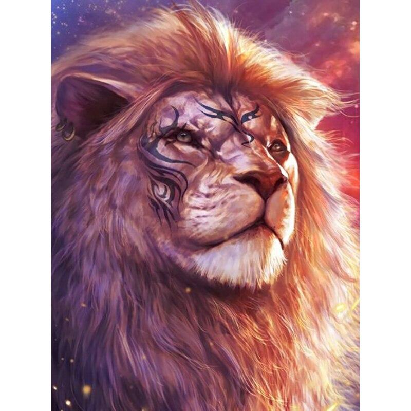 Diy Painting 5d New Diamond Lion Diamond Embroidery Animals Full Round Drill Crafts Home Decor Manual Gift