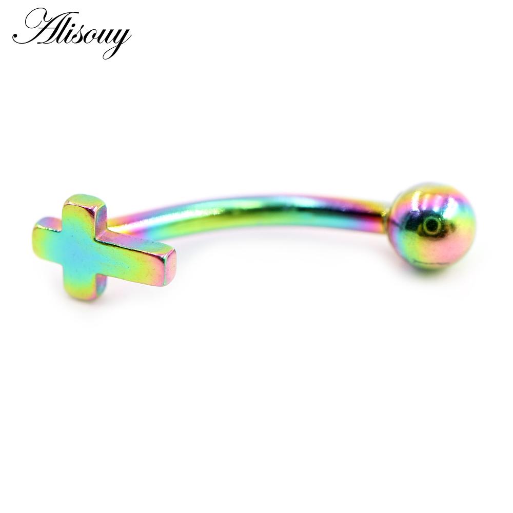 Alisouy 2 шт., сердце, крест, звезда, цветок, сталь, циркон, CZ, изогнутое кольцо для губ, кольцо для губ, серьги Daith Helix, украшения для пирсинга