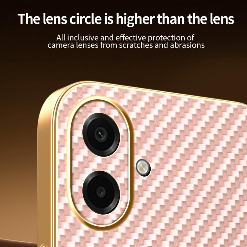 For Samsung Galaxy A07 4G Phone Case Carbon Fiber Textured Electroplated TPU Back Cover