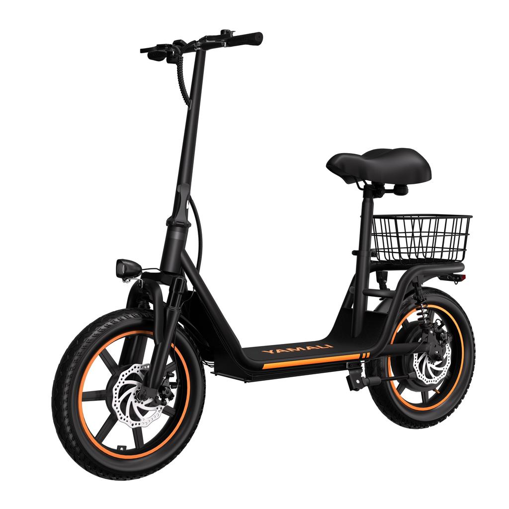 YAMALI X14 Взрослый городской электросамокат с задней рамой Мотор 350 Вт Аккумулятор 36 В 16 Ач 14-дюймовые внедорожные шины Электросамокат для езды на открытом воздухе