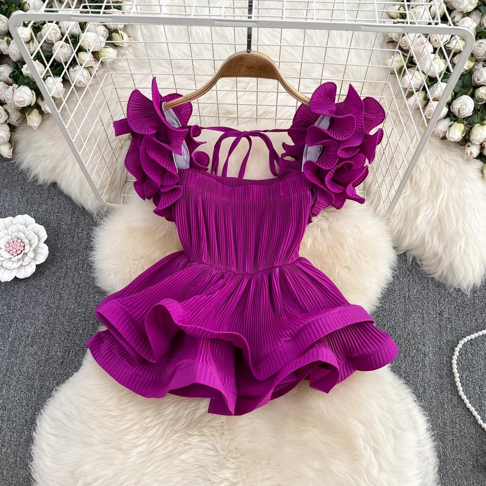 RUGOD Летний новый стиль, универсальная пресс-плиссированная шифоновая рубашка с завязками на талии и листьями лотоса, женский короткий топ в иностранном стиле