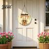 Dog Paw Wall Art Rustic Wooden Welcome Sign for Front Door with Cute Pet Prints, Creative Wood Hanging Decor Hemp Rope Home Entryway Porch Farmhouse