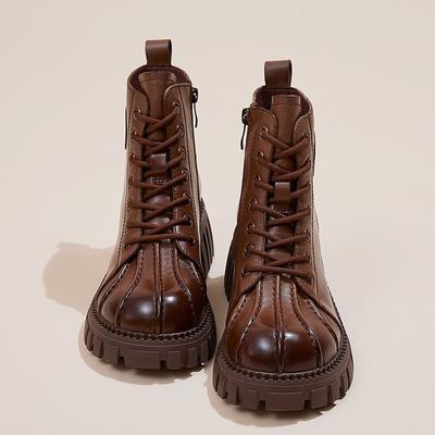 Первый слой коровьей кожи оболочка головы ботинки Мартин женские осенние новые женские ретро короткие ботинки женские ботинки дети