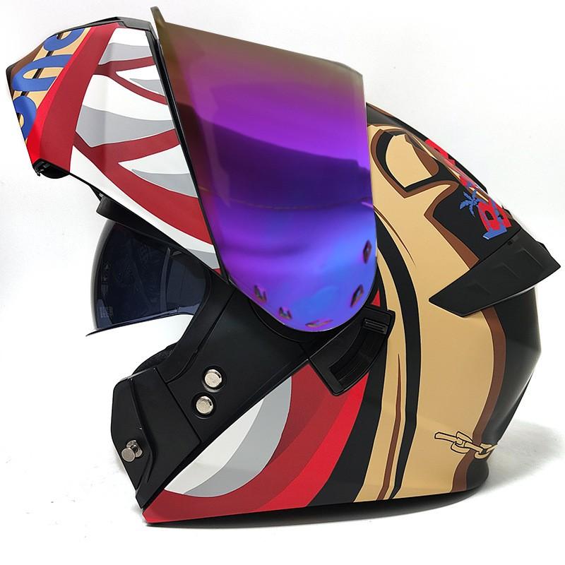 Full Face Motorcycle Helmet With Flip-Up Visor Dual Lens Use ABS Adult Safety Commuting