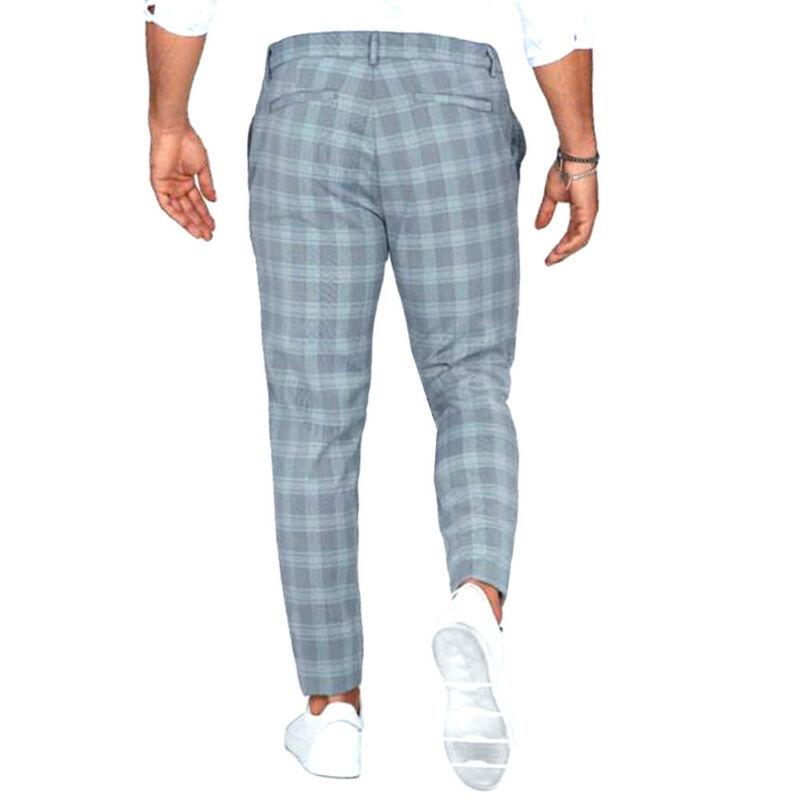 Мужские брюки в клетку Slim Fit Мягкие эластичные повседневные длинные брюки для работы, офиса и бизнеса