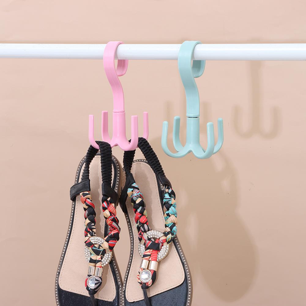 Shelf Storage Storage Hook Tie Holder Rotating Four-claw Hook Plastic Hanger Multifunction 4 Hook