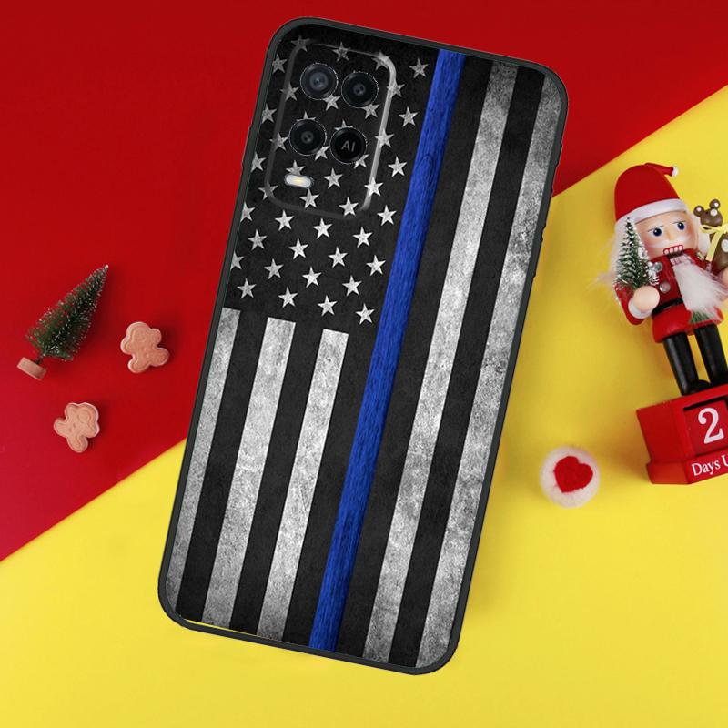 Тонкий чехол-флаг 'Синяя линия' в полицейском стиле для Oppo A94 A74 A54 A60 A40 A80 A16 A76 A96 A98 A58 A78 A18 A38 A57 A17 A15 A5 A6 Pro