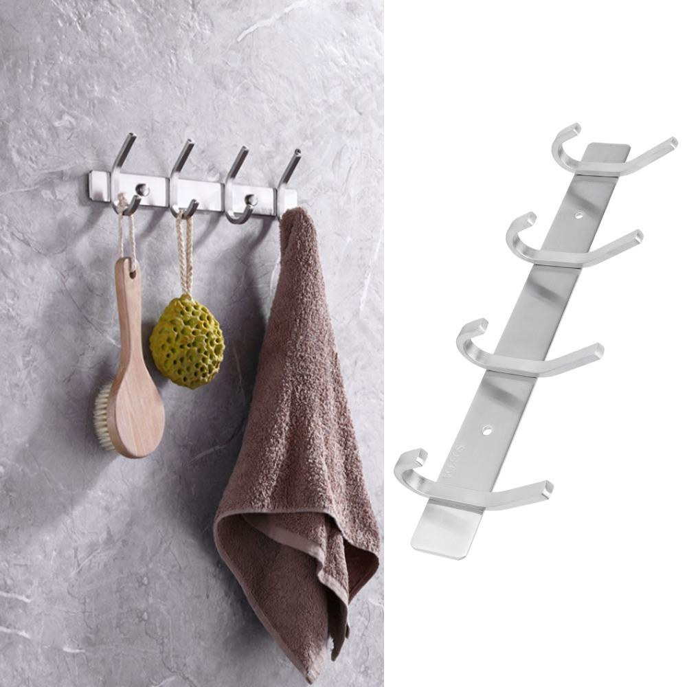 Stainless Steel Coat Hook 4 Hooks Coat Hanger Simple Style Coat Rack Home Office