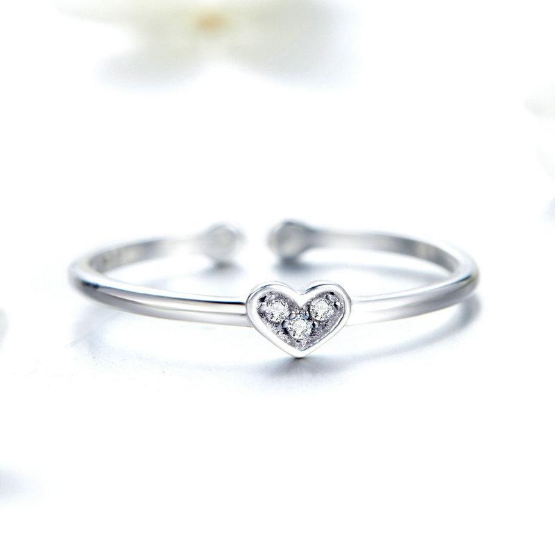 WOSTU 925 Sterling Silver Letter Mom Heart Open Ring For Women Shiny AAA Zircon Stackable Rings Mother's Day Jewelry Faimly Gift