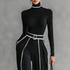 BFCCQB Women's Fashion Casual Long Sleeve High-neck Autumn/Winter Pants Suits