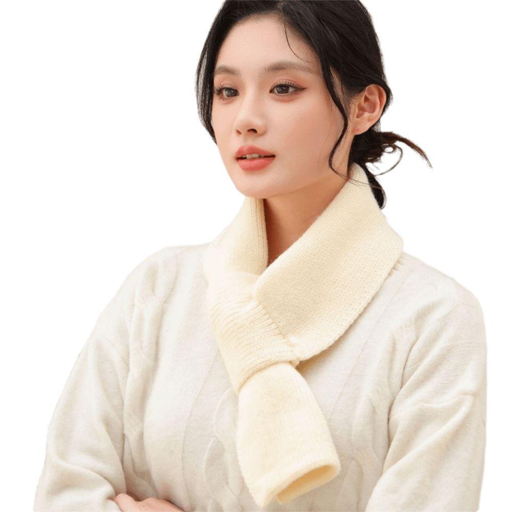 Windproof Knitted Scarf Solid Color Cross Short Scarf Fashion Neck Thermal Warmer Autumn Winter
