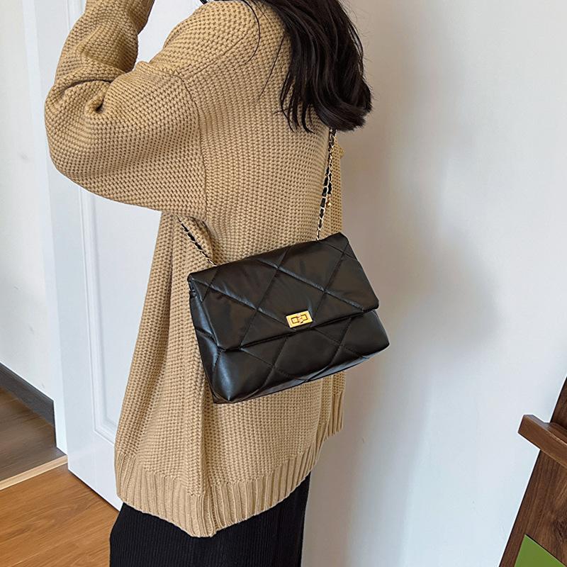 Фактурная сумка женская 2024 осень и зима новая мода осень и зима ромбовидная сумка-мессенджер мягкая кожаная сумка-тоут сумка-тоут