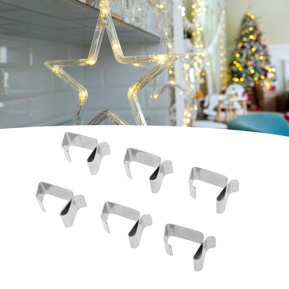 50pcs Stainless Steel Gutter Hooks 0.9x0.6in/0.8x0.6in Outdoor Light Clips Home Decoration