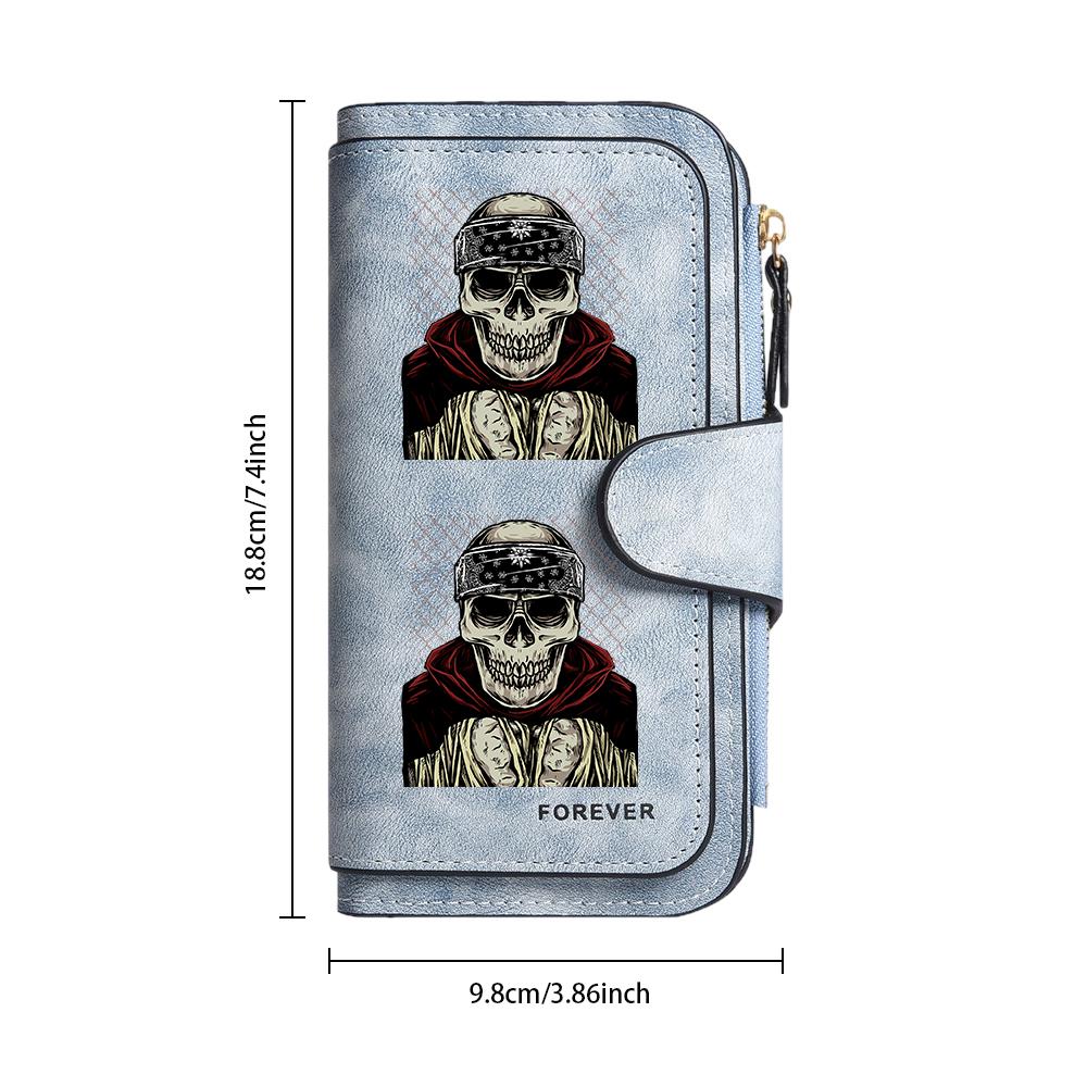 Gothic Skull Print Long Wallet
