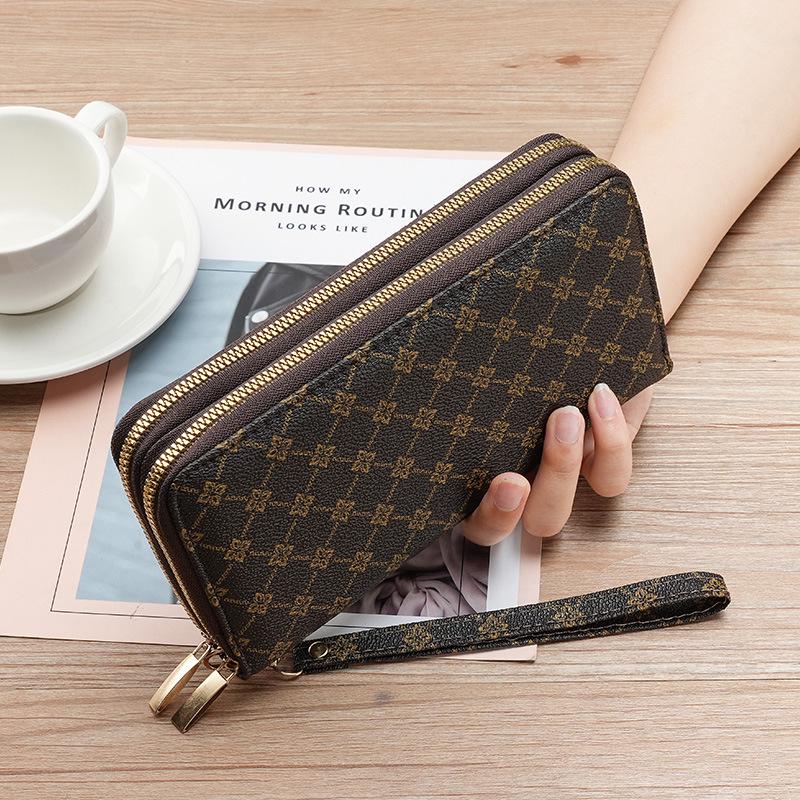 2024 Women's Fashion Wallet: European & American Style, Multi-Card Slot, Double Zipper, Phone Clutch.