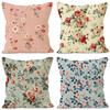 Spring Floral Linen Throw Pillow Cover for Sofa or Living Room