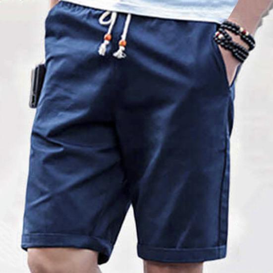 Мужские повседневные шорты-карго с эластичной завязкой на талии и карманами, повседневные шорты, однотонные прямые шорты до колена, уличная одежда