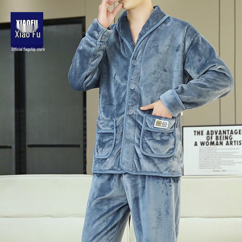 Men's Thickened Coral Fleece Winter Pajama Set