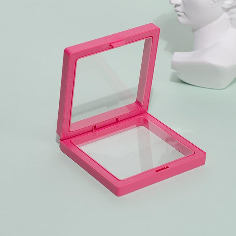 1Pc Frame Portable Jewelry Display Container Elastic Jewelry Case Dustproof Ring Casket Transparent Badge Storage PE Film