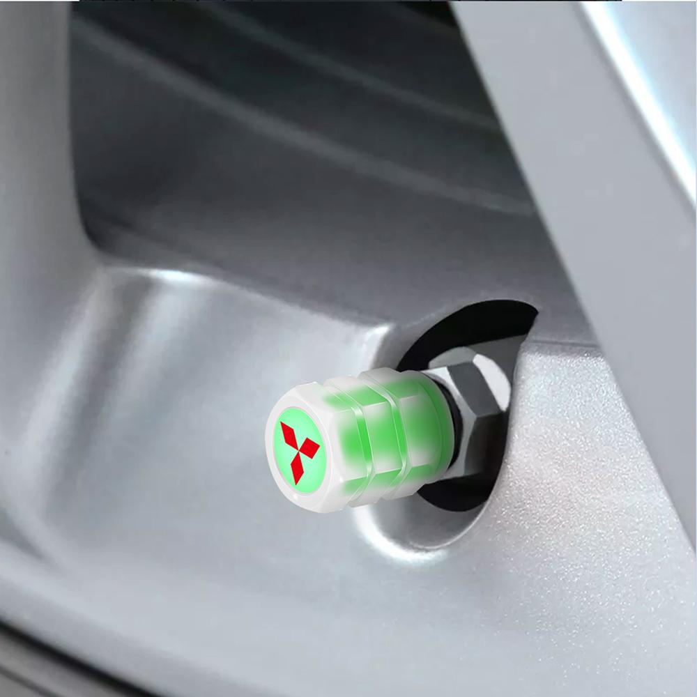 4 шт. Флуоресцентные колпачки на ниппель шины автомобиля, мотоцикла, велосипеда, пылезащитные колпачки для MITSUBISHI Ralliart Outlander ASX EX LANCER AIRTREK