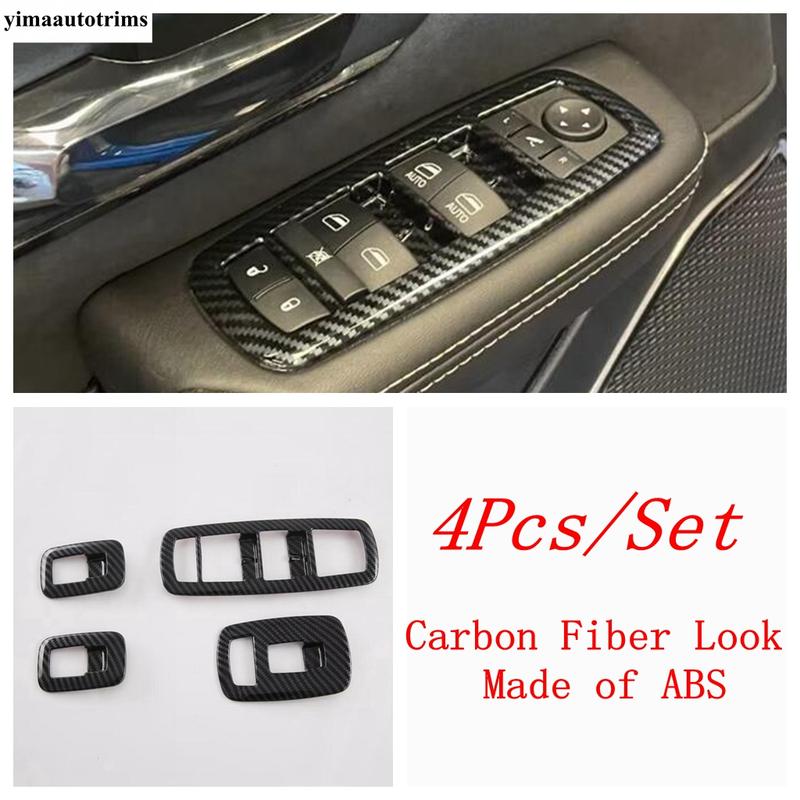 For Dodge Ram 1500 - 2025 Car Accessories ABS Door Armrest Window Lift Switch Panel Cover Trim ABS Carbon Fiber Interior