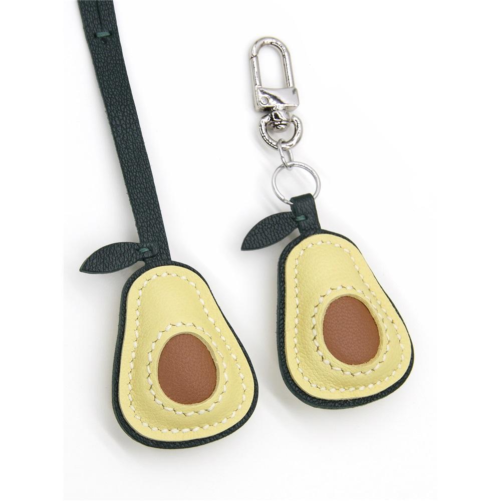 Handmade genuine leather mini bag charm cute avocado shape exquisite pendant and keychain decoration