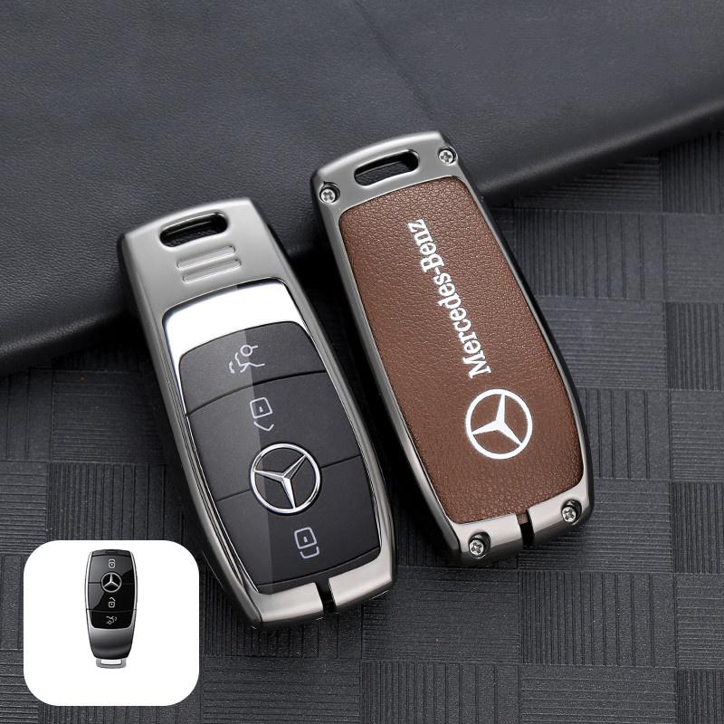 Zinc Alloy Leather Car Remote Smart Key Case Cover Auto Accessories for Mercedes Benz A C E S Class GLC CLE CLA GLB GLS W205 AMG JKLMP1