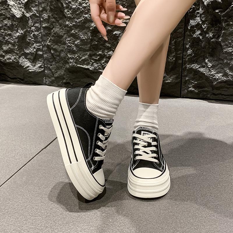 Классические белые парусиновые туфли женские однотонные на шнуровке повседневные туфли на толстой подошве кроссовки на платформе модные туфли для ходьбы с круглым носком