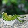 Yousheng Toilet Frog Figurine Watching Phone Cartoon Frog Statue Resin Sculpture Indoor Outdoor Decoration Ornament