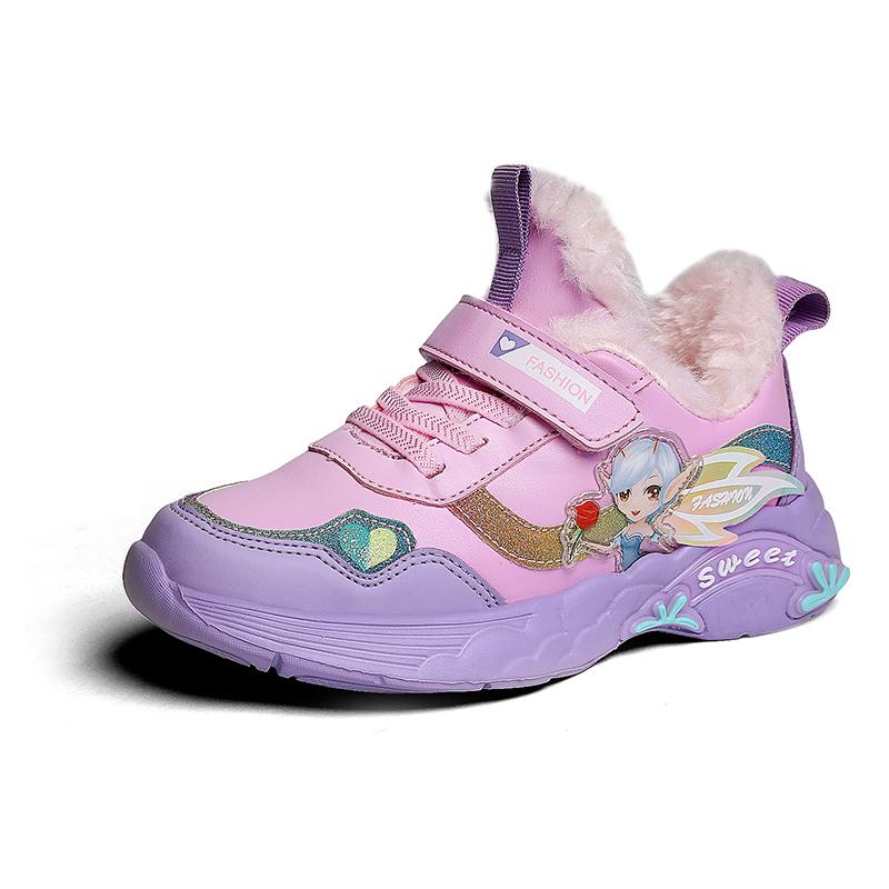 Autumn and Winter New Style Children's Cotton Warm Sports Running Shoes High-top Cotton Shoes Snow Shoes Children's Shoes Basketball Shoes Girl Shoes