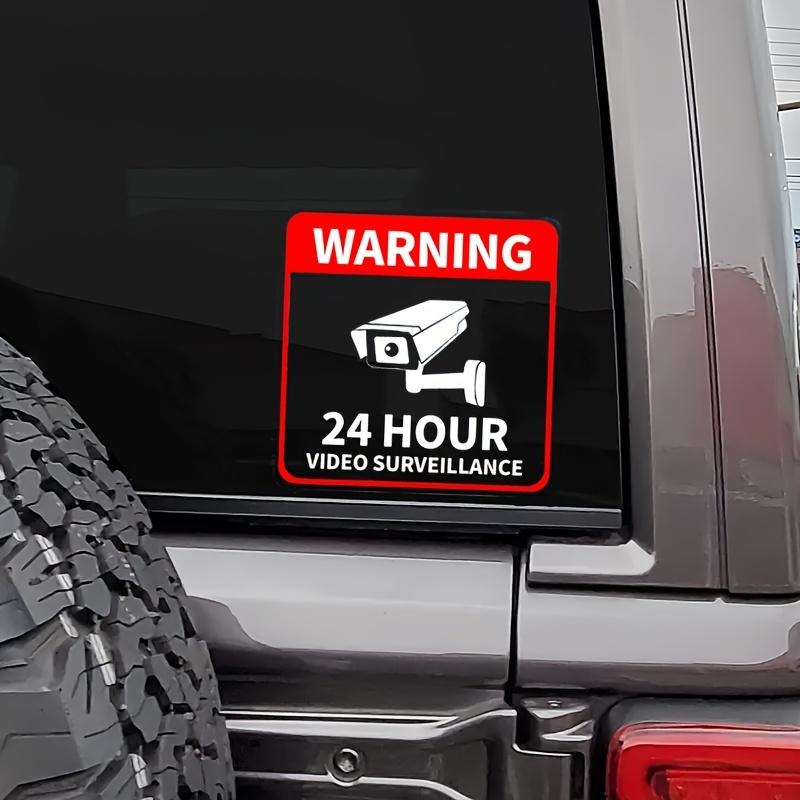 1Pc Video Surveillance Car Decals Sunscreen Vinyl Decals 24-Hour Camera Warning Auto Window Decor Water-Repellent Accessories