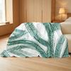 Soft Flannel Fleece Blanket Breathable Fresh Green & White, Minimalist Cozy Throw for Couch, Office, All Seasons Use
