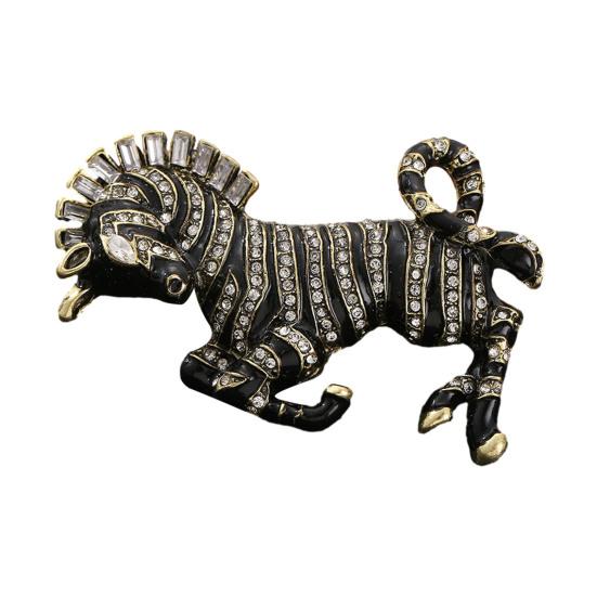 Brooch Pin Horse Design Enamel Pin with Imitation Crystals Enamel Faux Pearls Fairy Tale Brooch Artistic Accessories