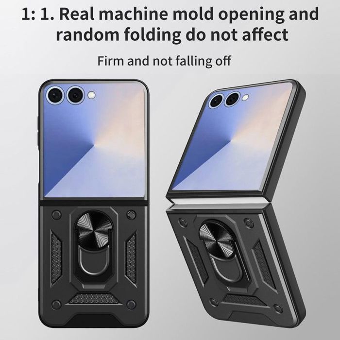 Coque de protection - BOOLING - pour Samsung Galaxy Z Flip 7 - Antichoc - Noir - 2 Verres Trempés