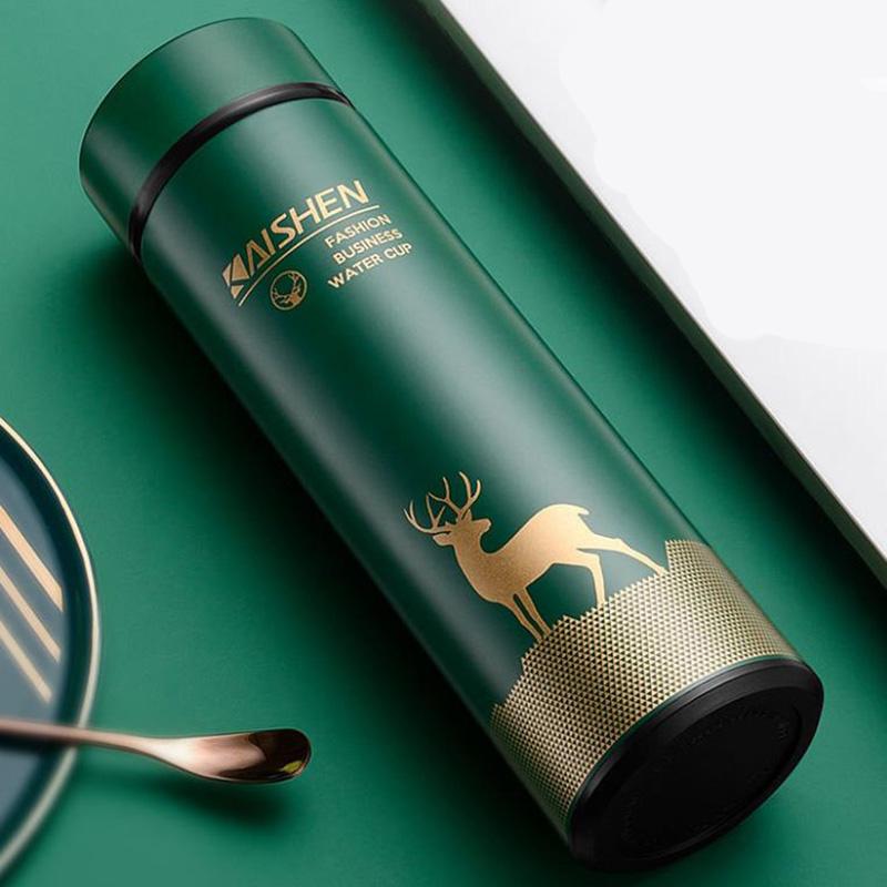 Термос Lucky Deer с принтом из нержавеющей стали 304, бутылка для воды для кофе, чая, 500 мл, домашняя чашка для спорта на открытом воздухе, чашка для воды