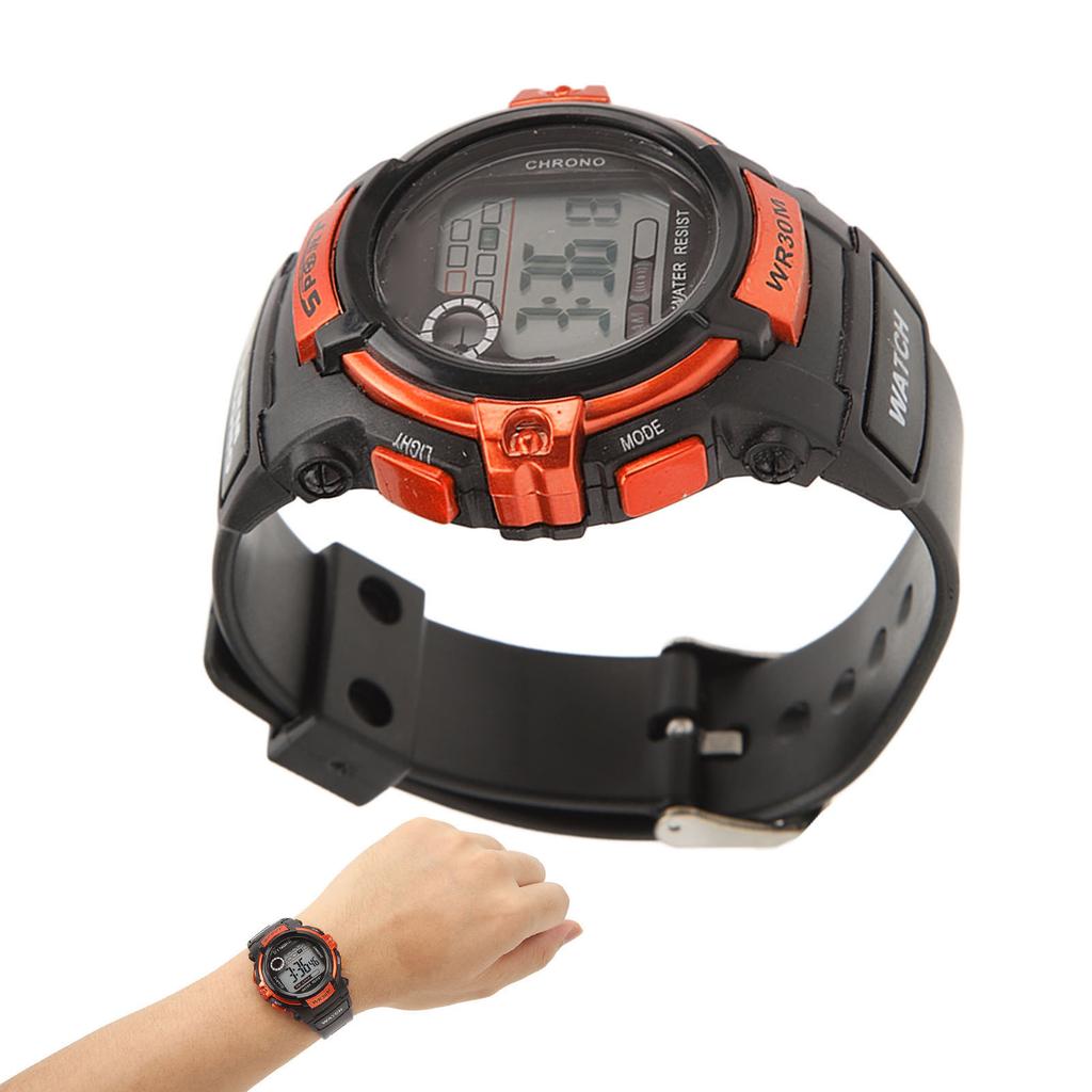 Спортивные часы цифровые ЖК-электронные часы светящиеся мужские часы для активного отдыха оранжевые