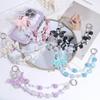 Pearl Butterfly Key Chain Glitter Beads Bag Pendant Fashion Beaded Cell Phone Lanyard  Key Chain