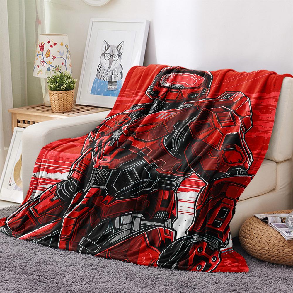 Master Chief Print Flannel Blanket, High quality Comfortable for All Seasons, Home Decor, Warmth and Comfort
