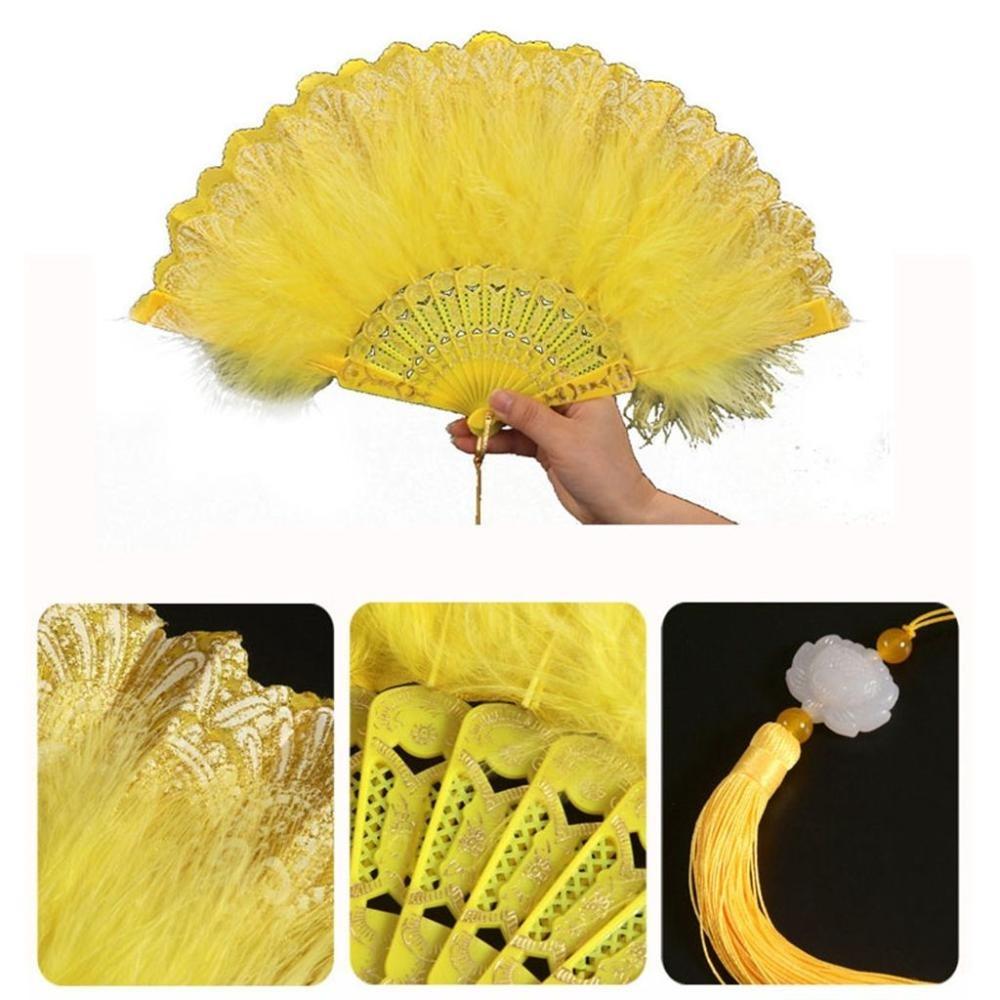 Accessories Handmade with Pendant Dance Hand Fan Party Decor Feather Folding Fan Wedding Gift