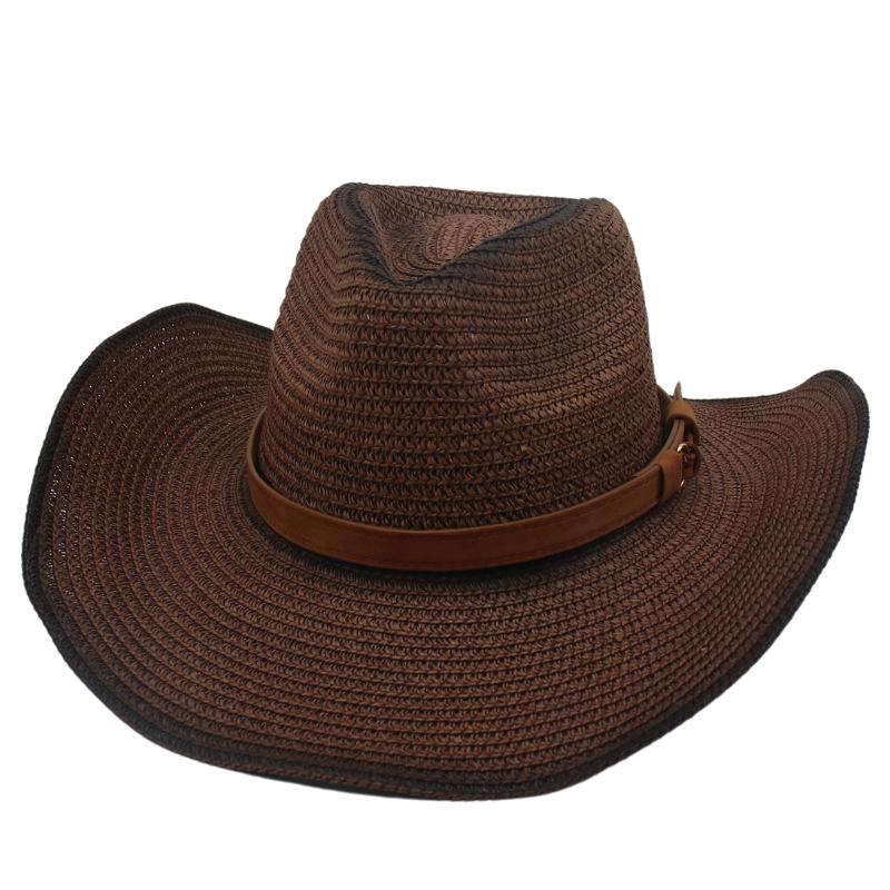 Hat Summer Beach Straw Hat Hot Sale Men's Ethnic Breathable Striped Western Cowboy Hat