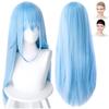 CaseEden Cosplay Wig, Smooth, Long, 70cm, Heat-Resistant, Light Blue, Includes 2 Wig Nets