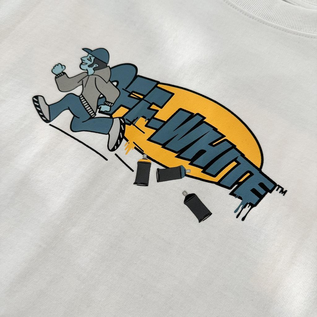 Off-White 2025 Лето Новинка Run Quickly Blue Man Футболка с принтом желтой стрелки и короткими рукавами для мужчин и женщин Парная футболка