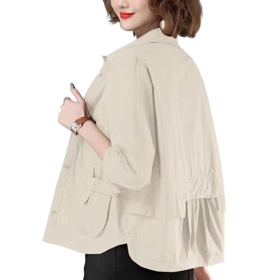 Весна Осень Женское Пальто Тонкий Однобортный Свободный Однотонный Кардиган Длинные Рукава Повседневная Повседневная Рубашка Куртка Офиса