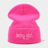Korean Fashion Babygirl Embroidered Letter Knitted Hat Women's Trendy Round Machine Cold Hat Autumn Winter Street Hat