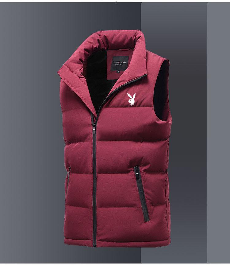Мужской осенне-зимний пуховый жилет со стойкой – без рукавов, плотный и теплый