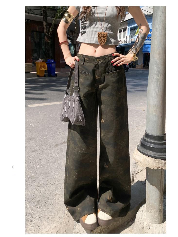 Женские камуфляжные брюки карго с высокой посадкой - Лето 2025, Легкие, Слим-фит, Джинсы прямого кроя